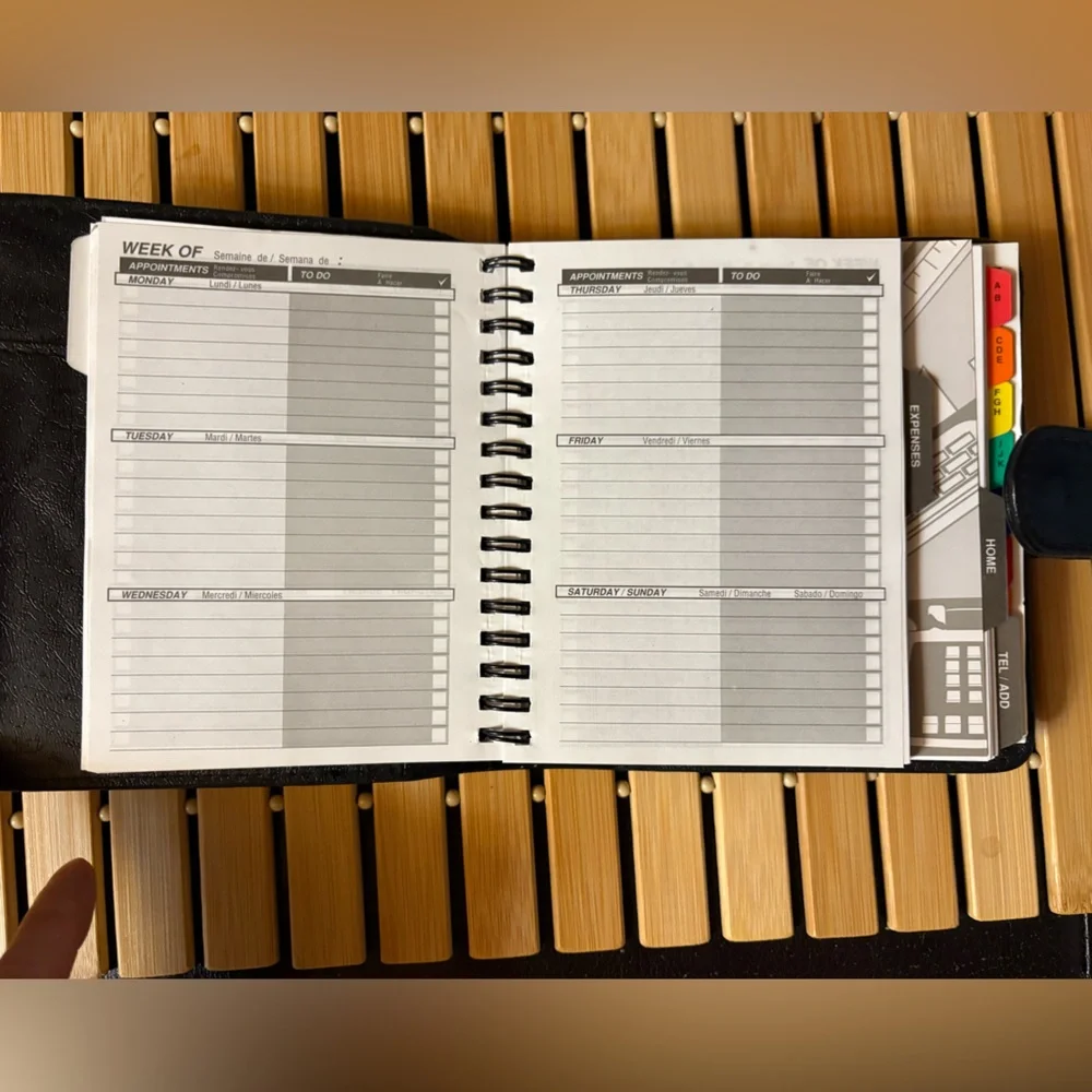 Black Faux Leather Planner - No Specific Year - Can be used for any